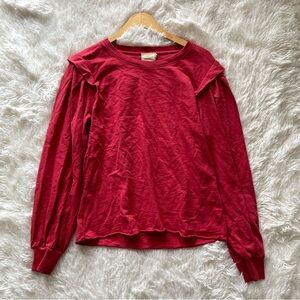 Nation LTD red ruffle long sleeve top